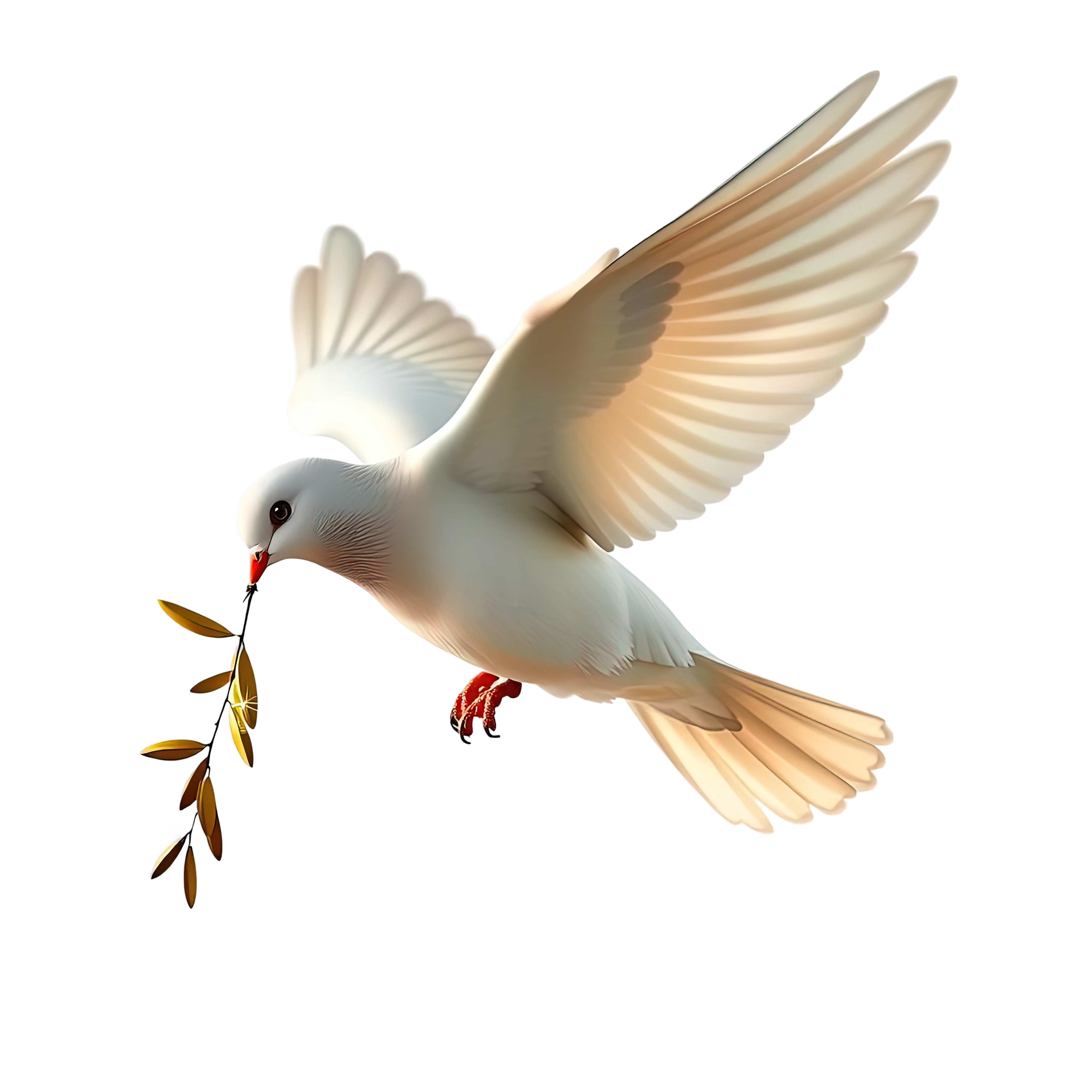 Dove holding an olive branch, a symbol of peace and love